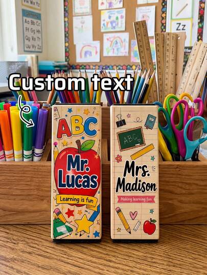 1pc Custom Learning Is Fun Wooden Board Eraser, Personalized Teacher Name Whiteboard Eraser, Teacher Appreciation Gifts, Preschool Teacher Name Gift, Back To School,Classroom Decor,Personalized Gift, Teacher's Day Gift