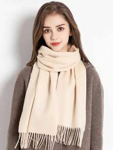 1pc Women's Small Size 30*180cm Solid Color Faux Cashmere Warm Versatile Tassel Long Scarf, Minimalist Fashion Elegant Winter Cold-Proof Warm Soft Scarf Shawl, Suitable For Daily Outings, Cold Weather, Gatherings, Dates, Christmas Gift Use - Multicolor - View 6