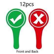12pcs True/False Judgment Handheld Paddles, Green Checkmark Red Cross Double-Sided Handheld Signs, Lightweight For Q&A Interaction, Quick Response Scoring, Competition, Event Voting, Thick Material Durable And Easy To Grip - A - View 6