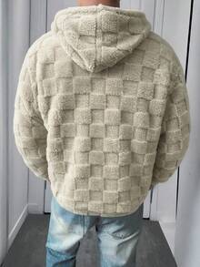 Modcrash DIYIE Men's Autumn/Winter Long Sleeve Warm Jacket With Textured Fabric, Fleece Lining, Simple Casual Hooded Jacket - Apricot - View 7