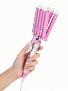 CRASTS 5-Barrel Curling Iron Wave Hair Curler Egg Curl Wand Temperature Control Large Barrel Water Wave 5-Tube Electric Hair Straightener Egg Curl Hair Curler - Lilac Purple - View 2
