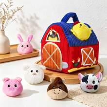 1pc Baby Plush Farm Animal Playset Toy, Includes Crinkle Paper, Rattle, BB Device, Interactive Toy For Newborn, Suitable As Gift - 彩色 - 查看 9