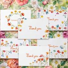 12pcs, Bohemian Wildflower Birthday Party Wedding Thank You Folded Cards, Can Be Written As Greeting Cards With Envelopes, Includes 6 Envelopes + 6 Folded Cards - Sets - View 5