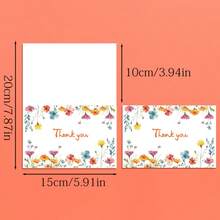 12pcs, Bohemian Wildflower Birthday Party Wedding Thank You Folded Cards, Can Be Written As Greeting Cards With Envelopes, Includes 6 Envelopes + 6 Folded Cards - Sets - View 2
