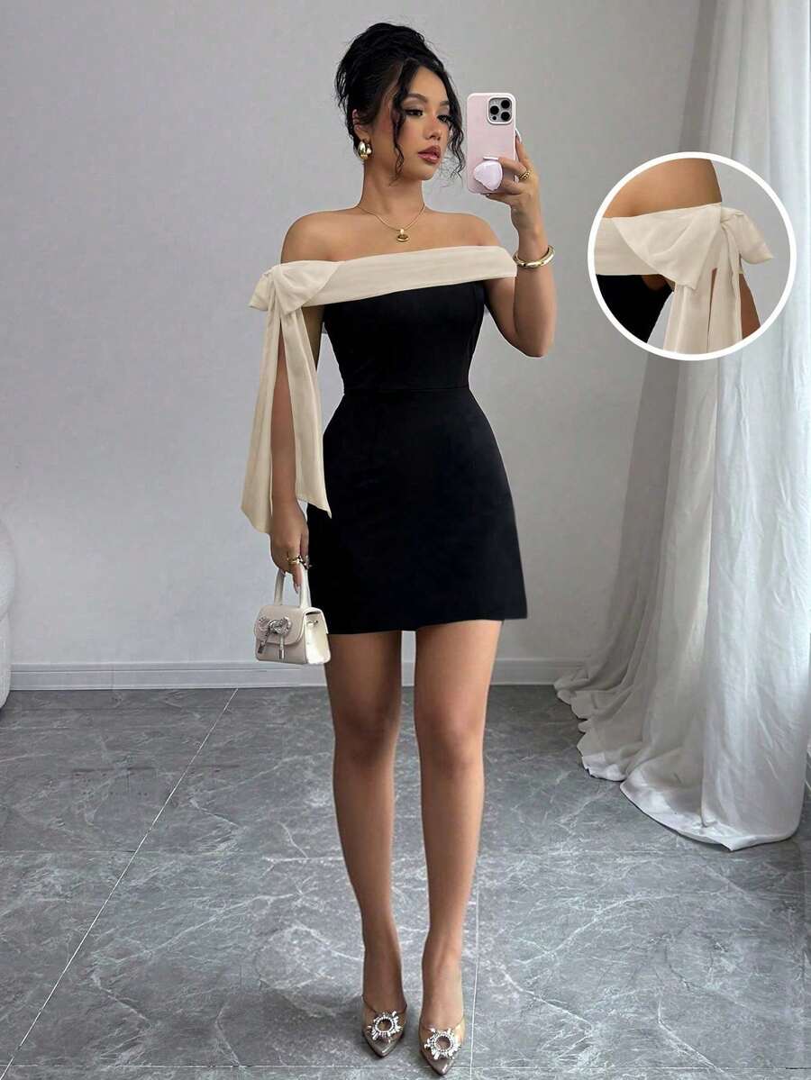 Women Short Dresses - 黑色 - 查看 1