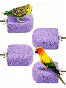 1pc Bird Beak Grinding Chewing Toy Parrot Calcium Perch Bird Standing Platform Cage Accessory Suitable For Budgies, Cockatiels, Lovebirds, Canaries - Multicolor - View 1
