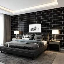 1 Roll Black & White Brick Pattern Self-Adhesive Vinyl Wallpaper - Removable, Waterproof, Moisture-Proof, Cuttable, Easy To Install, Multiple Sizes, Suitable For Living Room, Kitchen, Bedroom, Bathroom, Cabinets, Tables, Walls, Furniture Renovation, Brick And Wood Minimalist Fashion Style - Black Brick - View 2