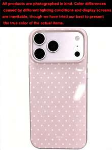 Full Screen Polka Dot Candy Color Transparent Border Phone Protective Case Suitable For Phone 17 Pro Max, 17 Pro, 14, 12, 13, 15, 16 Pro Max, 16, 14, 15, 13, 12 Pro, 14, 15, 16 Plus, 11, 16, 17, 13, 15 Minimalist Design Fresh Style Shockproof Cushion Back Cover Soft Shell - Pink - View 2