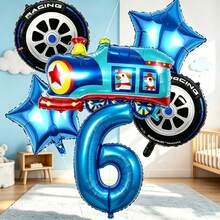 Train Theme Balloon Set, Includes Blue Number Balloons, Train-Shaped Balloons, Tire-Shaped Balloons, Star-Shaped Balloons, Suitable For Train Theme Birthday Party Decoration And Fun Train Engine Style Theme Party - View 18