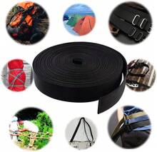 JIAKAI 1 Inch Wide 10 Yards Nylon Webbing Strap,Polypropylene Straps For Bags, Hammocks, Outdoor Climbing And DIY Making Luggage Strap, Pet Collar, Backpack Repairing(Black) - ColorA - View 5