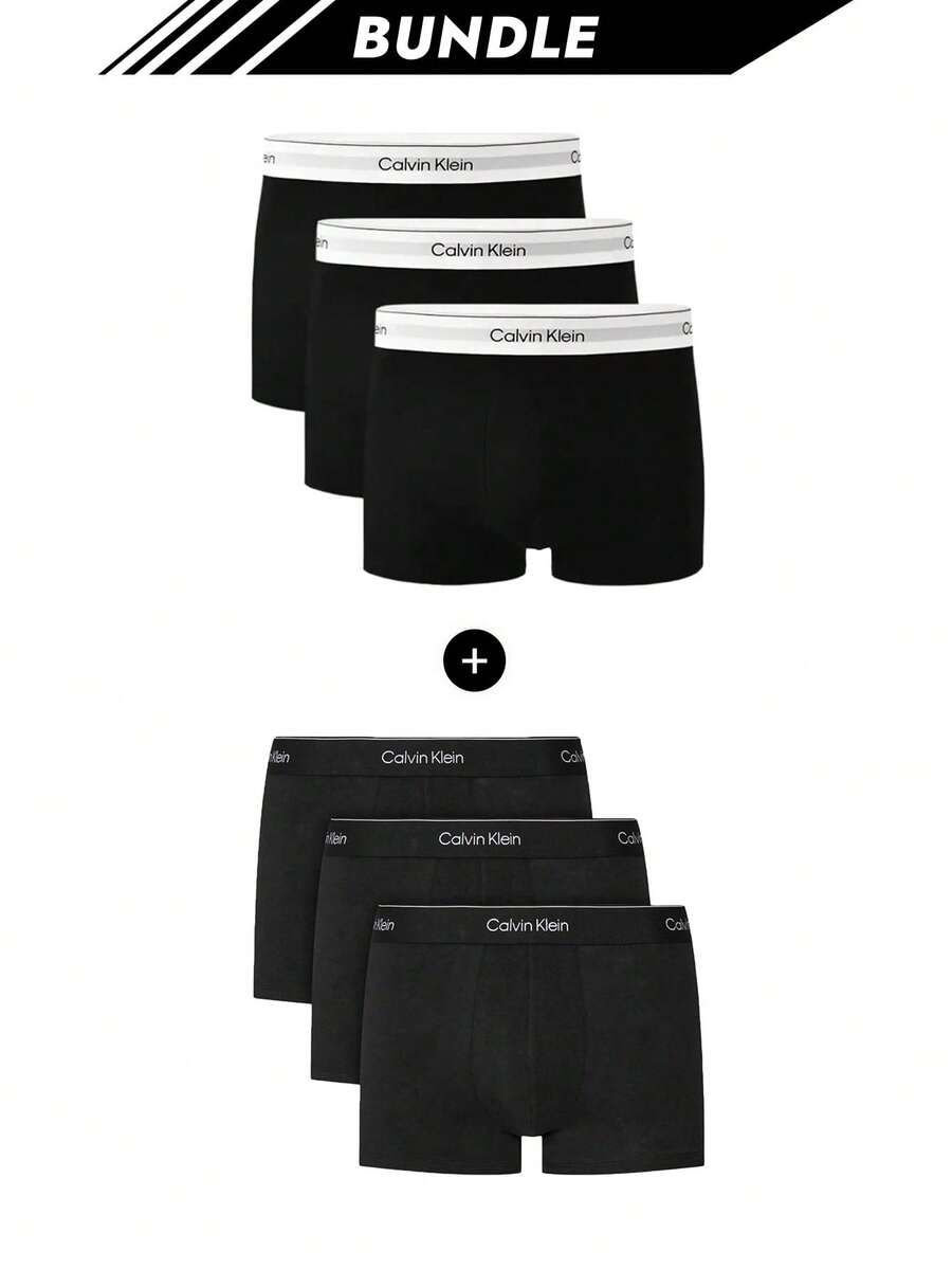 Calvin Klein [حزمة] 3 عبوات من سراويل بوكسر رجالية من Icon + 3 عبوات من سراويل بوكسر رجالية من Intense Power - أبيض وأسود + أسود - مشاهدة 1
