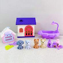 Children's Mini Pet House Role Play Toy (Random Accessory Colors) Dog/Cat/Bear Bath Interactive Role Play Toy, Birthday Gift, Christmas Gift For Boys And Girls - Multicolor - View 7