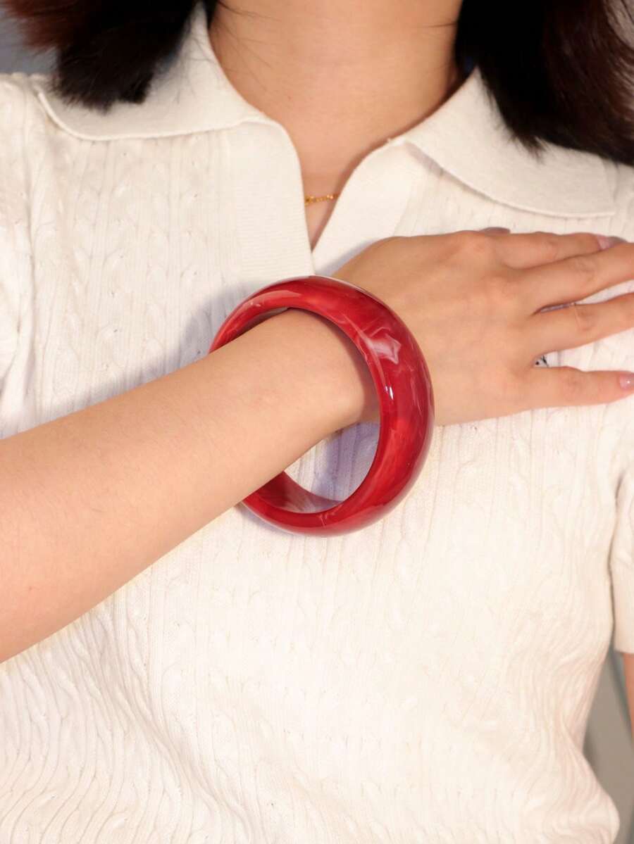 1pc Fashion Exaggerated Elegant Red Gradient Round Bangle - Red - View 1