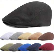 11 Colores Gorra Boina Ajustable de unicolor Unisex Gorra de Noticias Gorra de Pintor - Negro - Ver 2