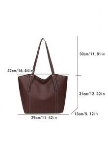New Solid Color Luxury High-End Versatile Women's Shoulder Tote Bag - Coffee - View 3