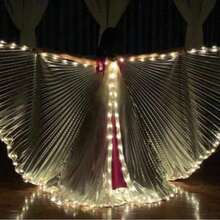 Alas de mariposa LED brillantes para adultos, alas de danza del vientre brillantes de colores, accesorio de disfraz para actuaciones en el escenario, adecuado para raves, festivales, discotecas y fiestas - Alas brillantes con tenedores - Ver 10
