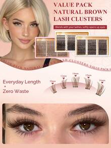 RITALASH 660PCS Dark Brown Segmented Lash Clusters Kit Light Feathery Natural Look Dark Brown Cluster Eyelashes Big Box Set DIY Long-Lasting Lashes (WM01-BLR105-Flaunt) - Brown - View 3