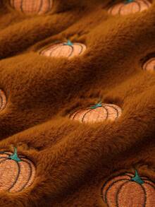 Homemorelove 1/2pcs PV Velvet Small Pumpkin Embroidered Pillow Case, Autumn Decor, Thanksgiving, Halloween Atmosphere Home Decoration Cushion, Suitable For Living Room, Bedroom, Sofa, Pillow Insert Not Included - Deep-burn Rabbit Fur Deep-burn - View 7