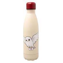 Safta Harry Potter 哈利波特 Hedwig 500ml 不鏽鋼水瓶，配防漏 AirSnug 瓶蓋，可重複使用，返校適用，奶油色貓頭鷹設計配紅色瓶蓋 - 選項 2 - 查看 2