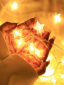 1pc LED Star String Lights, Indoor Decorative Fairy Lights, Battery Powered, Suitable For Living Room, Outdoor Garden, Tent Decoration, Birthday Party Decoration, Wedding Decoration, Christmas Decoration String Lights - Warm Light - View 9