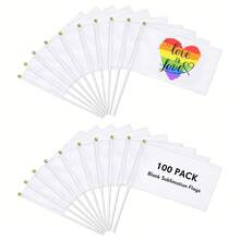 APODESS Partydekorationen & Zubehör -100 reinweiße Fähnchen mit Stab (14x21cm) - Vielseitiges Dekorationsset für verschiedene Anlässe-Event- und Partyartikel - Übersicht 1