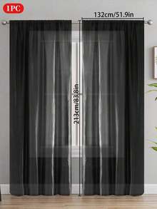 1PC Rod Pocket Design Partition Curtain, Solid Color Smooth Semi-Sheer Window Curtain, Suitable For Living Room, Bedroom, Wedding, Party Backdrop And Other Decorative Curtains - Multicolor - View 32