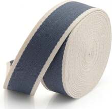 CRAFTMEMORE 1 1/2 Inches Cotton Webbing Strap, Two Tone Heavy Webbing Straps For Arts And Crafts, Luxury Bag Strap (2 Yards, Blue-Ivory) - ColorA - View 2
