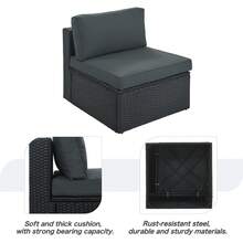 ✨[FYP|VIRAL]7-Piece Outdoor Wicker Sofa Set, Patio Furniture Set For Patio & Garden Relaxation,5 Fantastic Wicker Sofas , Coffee Table For Teens Adults,For Patio, Garden, Deck|Summer Home|Made Me Buy It|Newly Upgraded Thickened Edition✨ - Grey - View 6