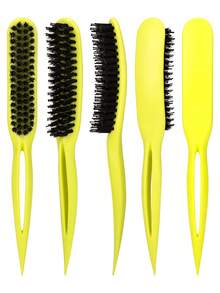 3-Row Nylon Rat Tail Comb, Suitable For Fine Hair, Back Combing, Root Lift, Scalp Massage, Women's Salon And Home Use Hair Brush Set With Smooth Back, Bristle Edge Control Teasing Comb - Multicolor - View 6