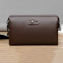 Men's Large Long Leather Clutch Wallet Passport Business Phone Case Credit Card Holder Wallet Casual Anti-Theft Password Lock Handbag RFID Blocking - Brown - View 4