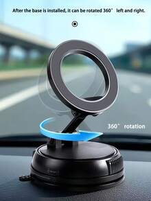 磁吸式車用手機支架，合金材質，360°可折疊設計，強力吸盤與可重複使用凝膠，適用於所有車型 - A - 查看 4