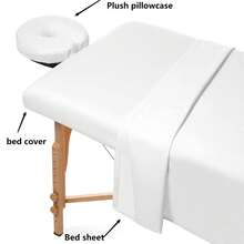 3-Piece Microfiber Massage Bed Set, Includes Bed Cover, Flat Sheet And Face Pillowcase, Washable SPA Bedding, Suitable For Beauty Salon, Tattoo Studio And Eyelash Studio, Available In White, Black And Gray - Multicolor - View 4