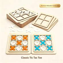 木製 3x3 XO 井字棋 四子連珠益智遊戲，適合親子互動，復活節禮物、生日禮物、派對小禮、幼兒園遊戲獎品、小禮物 - 彩色 - 查看 2