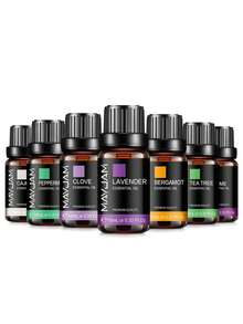 MAYJAM 1瓶 10ml/0.33fl.Oz 精油，適用於擴香機、加濕器、手工皂、蠟燭製作，居家芳療、肌膚護理、舒壓助眠，薰衣草、茉莉、尤加利、香草、薄荷、檀香、乳香、伊蘭伊蘭、檸檬、玫瑰、佛手柑、茶樹、丁香 - 多樣化香型 - 查看 1