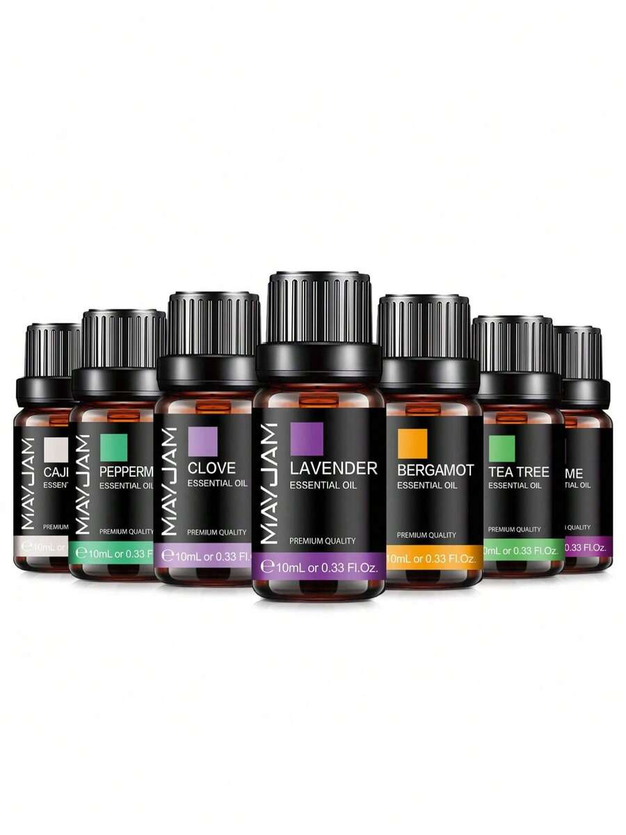 MAYJAM 1瓶 10ml/0.33fl.Oz 精油,適用於擴香機、加濕器、手工皂、蠟燭製作,居家芳療、肌膚護理、舒壓助眠,薰衣草、茉莉、尤加利、香草、薄荷、檀香、乳香、伊蘭伊蘭、檸檬、玫瑰、佛手柑、茶樹、丁香 - 多樣化香型 - 查看 1
