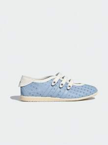 Adidas Originals Women's ORIGINALS ANFU Vacation Style Retro Mary Jane Thin Sole T-Strap Shoes LA1348 - Blue and White - View 2