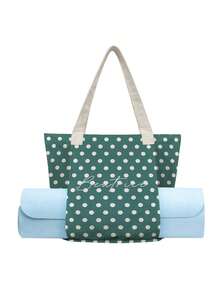 Customized Canvas Yoga Mat Tote Bag, Yoga Mat Storage Bag, Personalized Gym Backpack, Pilates Studio Bag - Green - View 8