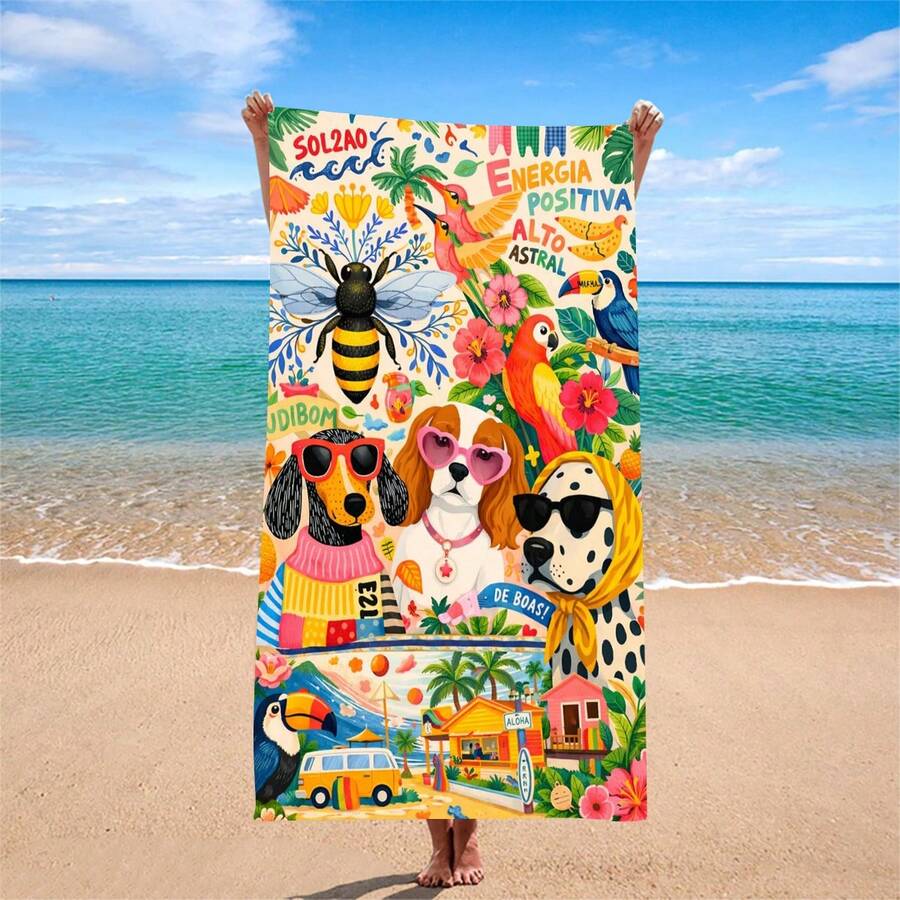 1件豹紋粉色扶桑花圖案沙灘巾-超細纖維材質,適用於泳池、旅行、沐浴、所有假期,快乾防沙,便攜可折疊,適合度假、露營禮物,2D平面設計 - A - 查看 1