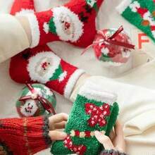 5 Pairs Plush & Fun Christmas Socks, Warm & Elastic For Winter, Novelty Colorful Tube Socks, Unisex - Multicolor - View 2