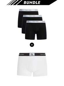 [Bundle] Calvin Klein 3 Packs Boxers + Micro Stretch Men's Boxer Shorts - Black and White+White - View 1