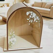 Cross-Border Hot-Selling New Wooden Gift Card Box, Wedding Supplies Hollow Carved Business Card Storage Box, Wooden Wedding Greeting Card Sign-In Box, Suitable For Wedding Reception Sign-In Table, Birthday, Graduation Party, Collect Guest Blessing Greeting Cards And Gift Money Desktop Decoration Ornament - 1PC - View 8