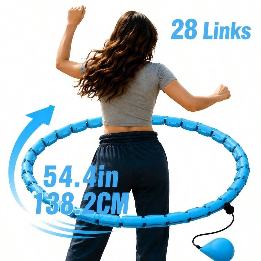 Multifunctional Adjustable Weighted Fitness Ring With Buckle, Smart Waist Workout Ring, Suitable For Home Gym Weightlifting Fitness Circle, 28 Detachable Chain Links, Training Tool For Women And Beginners