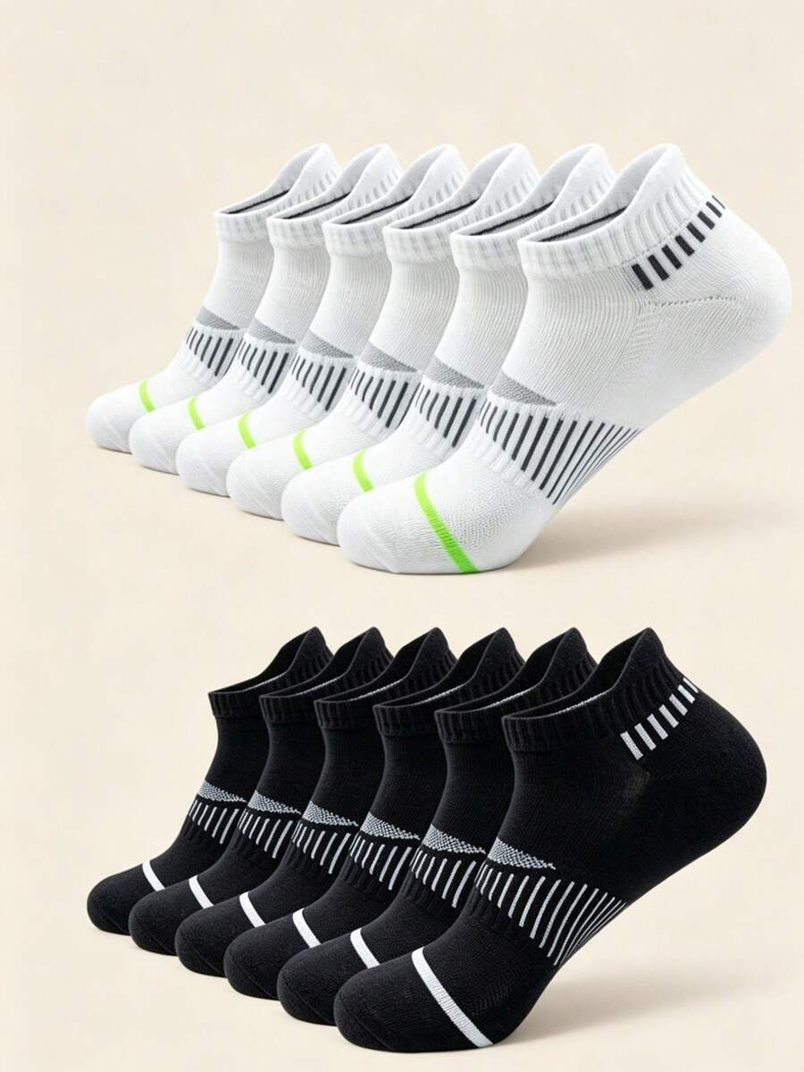 Back To School Season 1/5/10 Pairs Women's Black Contrast Color Summer Breathable Mesh Sports Short Socks, Simple Versatile Invisible Socks For Daily Sports, All-Season Versatile Couple Socks - Multicolor - View 1