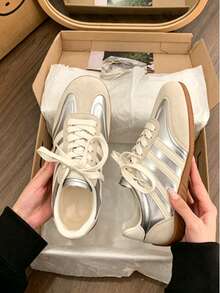 Silver Women's New Soft Sole Casual Training Shoes, Korean Style Retro Sports Sneakers - Silver - View 5