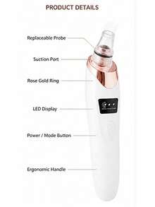 Rechargeable Blackhead Remover, 400mAh Lithium Battery, Multi-Functional Facial Care Tool For Skin Cleansing - White - View 4