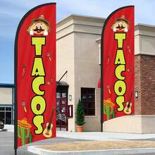 RXDAMTECH Commercial Mexican Feather Flag, 7.2FT Outdoor Advertising Curved Banner (Includes Flag Pole And Ground Stakes) - Tear-Resistant Polyester Mexican Signage For Stores And Events - Advertising Flag - View 5