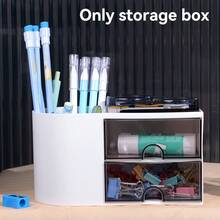 1pc Drawer Stationery & Sundries Storage Box, Student Dorm Desk Ins Style Pen Holder, Tape Organizer, Cosmetic Storage Box, Office Supplies Storage Box, Suitable For Back To School Gift, Random Color - White - View 6