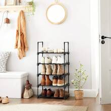 5-Tier Metal Shoe Rack, Stackable, Space-Saving Freestanding Shoe Rack, Versatile Use, Suitable For Hallway, Bedroom And Living Room, Black - Black - View 2
