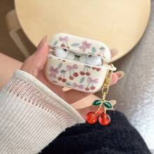 1pc Cherry Bow Earphone Case Compatible With AirPods Pro 3 Anti-Drop Protective Shell Pro 2 Cute 3 Cream White 2 For Women - Hot Pink - View 6