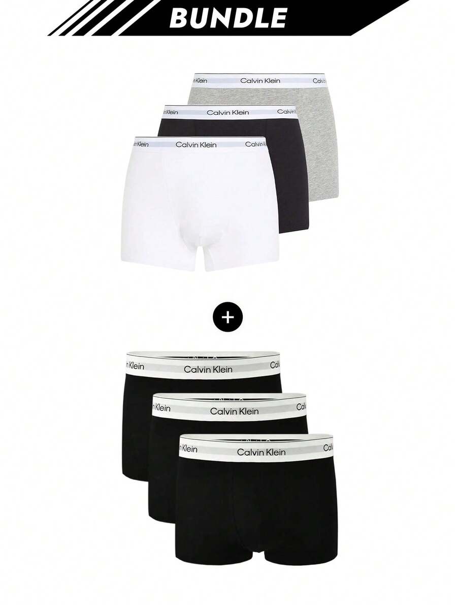 Calvin Klein [Bundle] Top Selling 3 Packs Boxers + Top Selling 3 Packs Men's Boxer - Grey/ White/ Black+Black and White - View 1